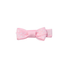 BBTDIN polka-dot pink hair bow on a clip suitable for 3-15 month-olds