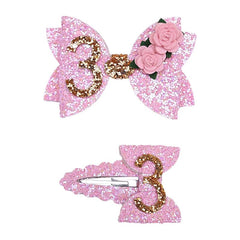 BBTDIN two-piece birthday hair clips secure 3-year-olds hairstyles during celebrations