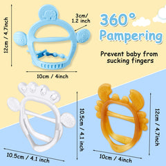 BBTO baby hand teether elephant closeup demonstrates soft silicone textures for chewing.