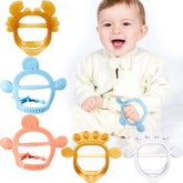BBTO baby hand teether elephant with wristband aids secure grip during teething.