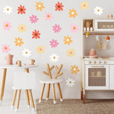 BBTO daisy wall decal pink flowers brighten a kid's bedroom wall for playful decor