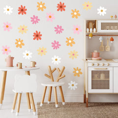 BBTO daisy wall decal pink flowers brighten a kid's bedroom wall for playful decor