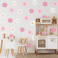 BBTO Daisy wall decal pink flowers brighten nursery walls for playful decor.