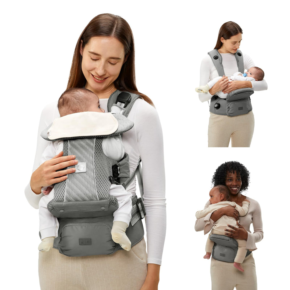 bc babycare hexa front view shows ergonomic support for all-day babywearing comfort