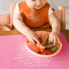 Be A Heart kid-friendly dining mat with vibrant design for family meals.