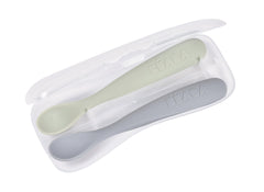 BEABA Baby's First Foods Spoon Set Travel Case keeps spoons clean during on-the-go feeding.