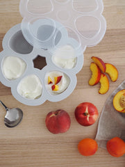 BEABA cloud-oven-safe silicone works from freezer to oven up to 425°F.