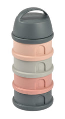 BEABA Rose formula and snack container closed cap keeps contents secure for travel