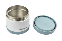 Béaba Cloud thermos side view highlights durable stainless steel and leakproof construction.