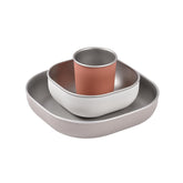 BEABA stainless steel meal set plate, durable and easy-clean surface for daily meals.