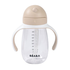 Beaba Straw Sippy Cup removable-handles highlighting easy-grip for little hands during learning.