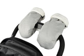 BEABA waterproof fleece-lined stroller gloves attached to the handlebar for warm comfort.