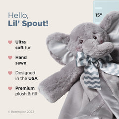 Bearington Baby Lil' Spout Snuggler satin trim adds silky touch for cozy snuggles