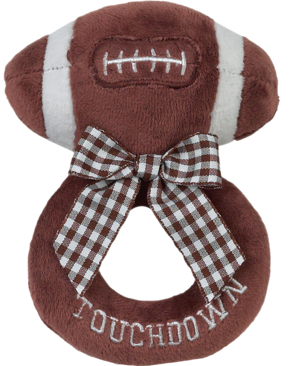 Bearington Baby Touchdown plush football rattle with soft fabric for newborn soothing