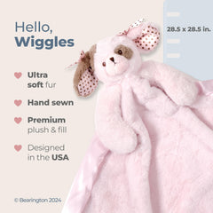 Bearington Baby Wiggles Cuddle Me Sleeper puppy head detail plush nap companion