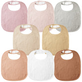 Bearmoss 8-pack front view shows soft, absorbent bibs for drool management