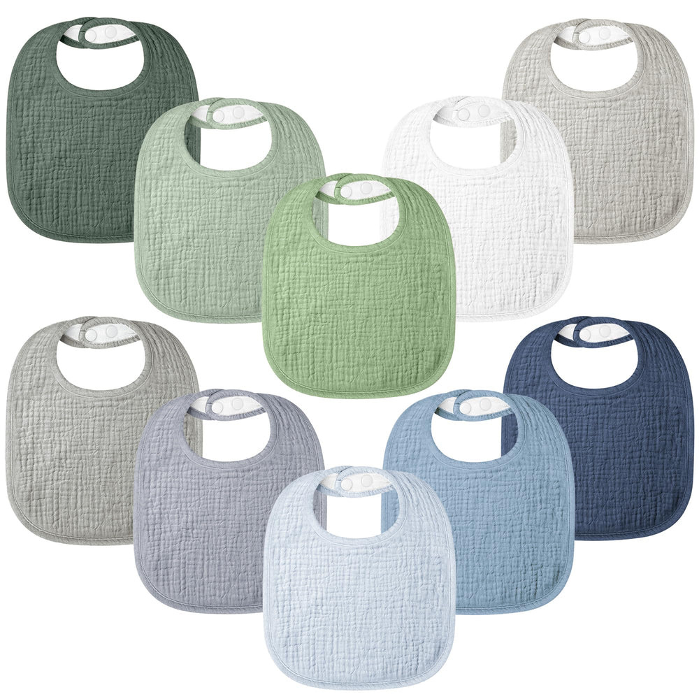 Bearmoss blue-green bibs packaging showing the 10-pack for busy families