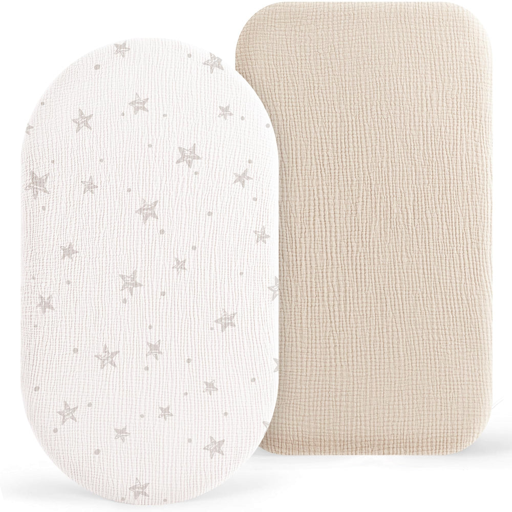 Bearmoss bassinet sheets 2-pack in soft muslin for gentle, skin-friendly sleep