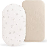 Bearmoss bassinet sheets 2-pack in soft muslin for gentle, skin-friendly sleep