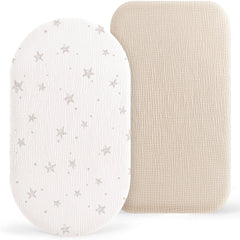 Bearmoss bassinet sheets 2-pack in soft muslin for gentle, skin-friendly sleep