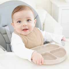 Bearmoss bib adjustable snaps offer two secure sizing positions