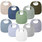 Bearmoss muslin bibs in soft 100% cotton for everyday comfort.