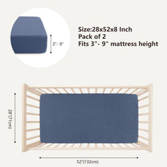 Bearmoss muslin crib sheets 9-inch deep pocket demonstrate secure fit around crib mattress