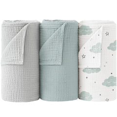 Bearmoss muslin swaddle blankets cloud pack for breathable, cozy sleep