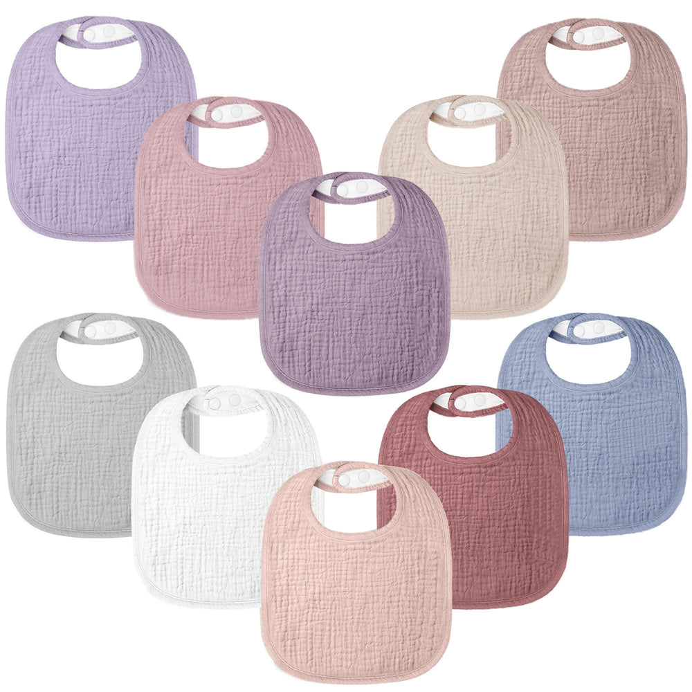 Bearmoss 100% cotton muslin bibs in Rosebud color, soft and gentle for daily wear