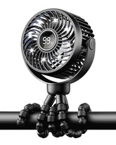 Bearwind Mini portable stroller fan close-up showing clip-on design for quick stroller cooling