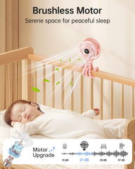Bearwind Mini Portable Stroller Fan clip-on attachment shows easy, hands-free use on stroller or car seat.