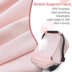 Beatoutou infant car seat cover features a large mesh window for airflow.