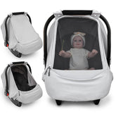 Beatoutou baby car seat cover shows sunproof fabric shielding sun for baby comfort.