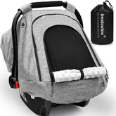 Beatoutou baby car seat cover in waterproof fabric shields against rain and wind.
