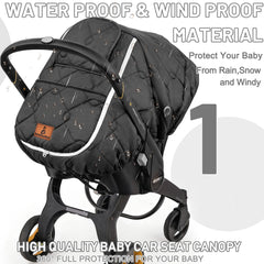 Beatoutou windproof waterproof exterior protects baby from wind and rain.