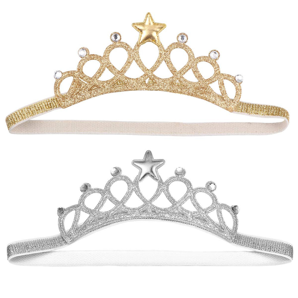 Beaupretty baby girls crystal crown gold shines for birthday photography