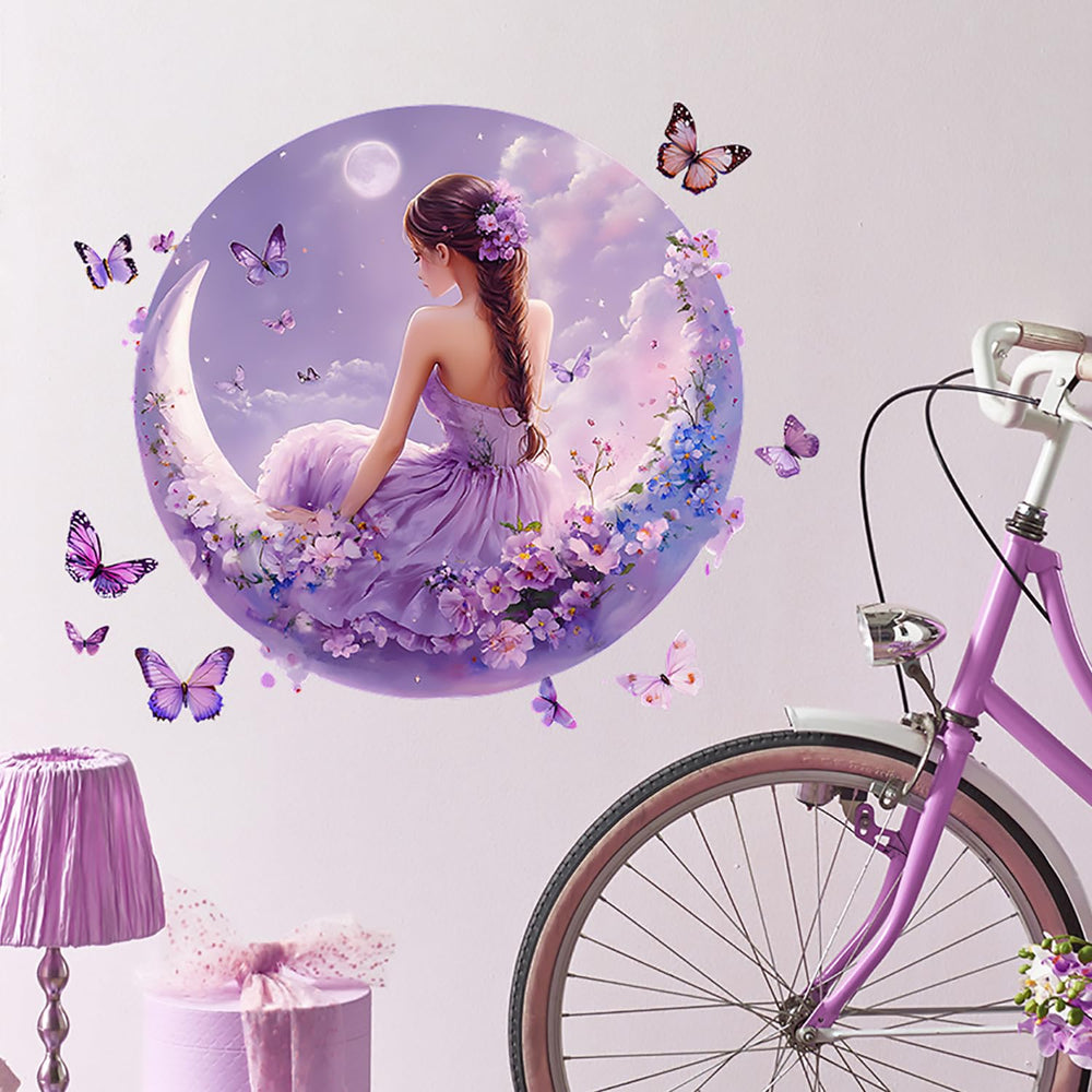 Beautiful Girls Wall Decal moon design creates dreamy bedroom ambiance.