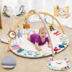 Beavtaens Baby Play Gym with bear ears for interactive tummy time and visual tracking