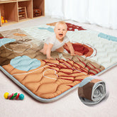 Beavtaens Baby Play Mat Desert shows 1-inch foam for cozy, protective floor play.