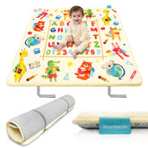 Beavtaens Ultra Thick Flannel Mat laid flat for expansive crawling and learning space.