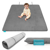 Beavtaens ultra thick flannel play mat fold view demonstrates easy storage and travel-friendly design