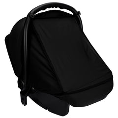 Bebamour baby car seat cover on baby in car shows breathable shade.