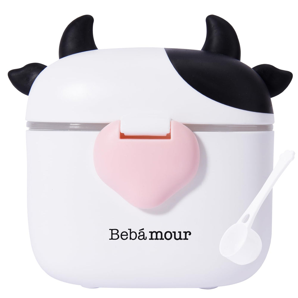 Bebamour baby formula dispenser on-the-go with closed lid for travel-safe powder