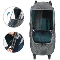 Bebamour stroller rain cover UV-window provides protected viewing for baby.