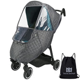 Bebamour stroller rain cover shows waterproof fabric protecting your baby from rain.