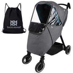 Bebamour stroller rain cover in waterproof fabric for all-weather protection