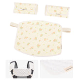 Bebamour teething pad attached to carrier front for comfort and protection.