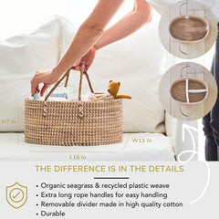 Bebe Bask Lily Blush open top reveals generous interior for diapers and wipes.