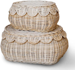 BEBE BASK Flora basket lid, natural finish, elegant display lid tray.