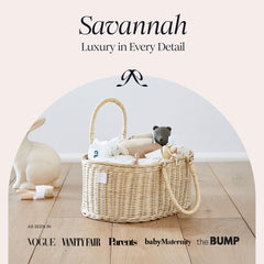 BEBE BASK Savannah cotton divider insert demonstrates gentle separation for quick diaper changes.
